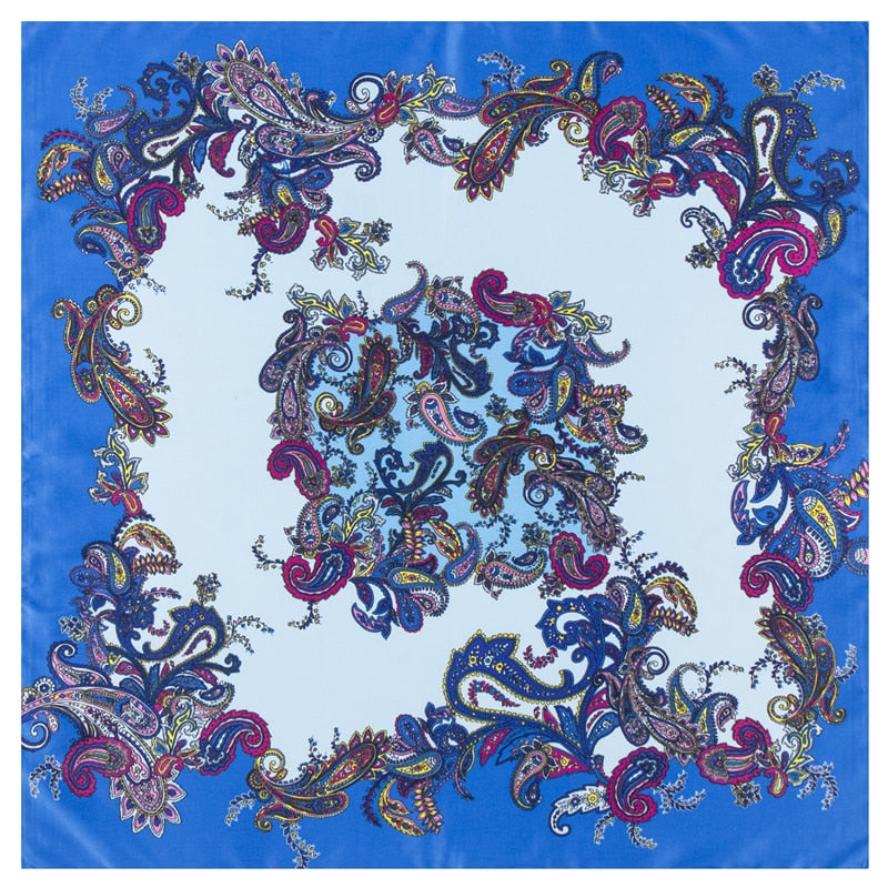 Women's Cloud Nine Soft & Light Square Scarf (Bright Teal Ornate Paisley) | J.Jill